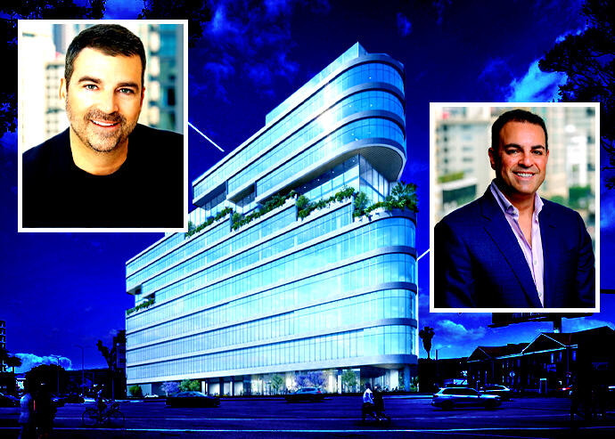 From left: Stockdale Capital Partners' Steven and Shawn Yari with 656 San Vicente Blvd