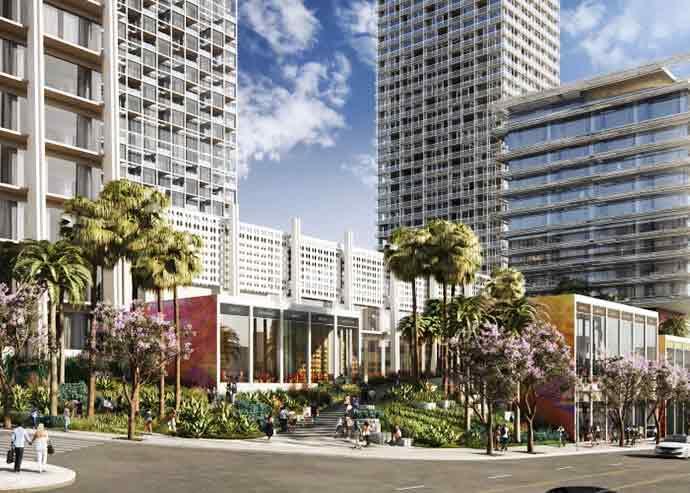 A rendering of the 1111 Sunset Blvd project (North Palisade, Skidmore, Owings & Merrill)