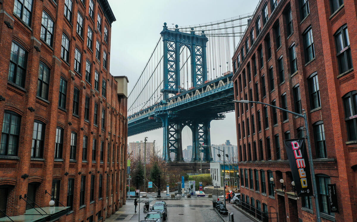 The Instagramable view from Washington Street in Dumbo. (Getty)
