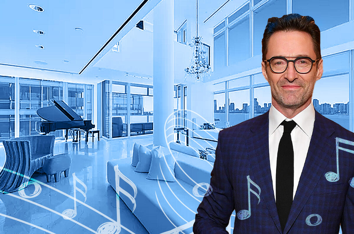 Hugh Jackman with 176 Perry Street (Getty, Street Easy) West Village