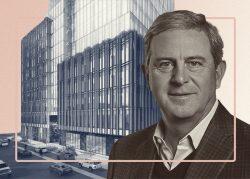 Trammell Crow’s Mike Lafitte and rendering of office project at 490 Brannan Street (Trammell Crow, Perkins & Will)