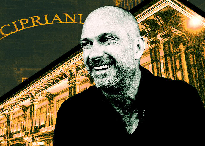 Cipriani CEO Giuseppe Cipriani and Casa Cipriani New York (Getty Images, Cipriani/Photo Illustration by Steven Dilakian for The Real Deal)