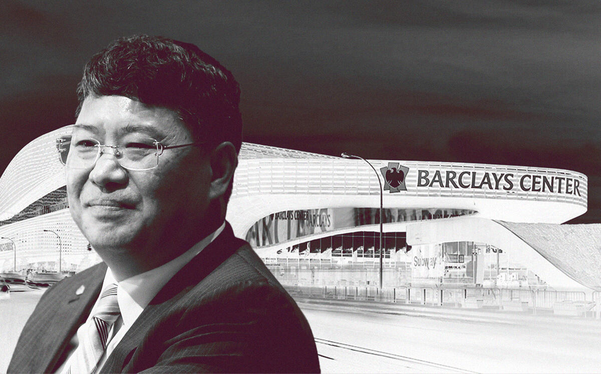 Greenland Holdings’ Zhang Yuliang with the Barclays Center in Pacific Park (Getty, Pacific Park Brooklyn)