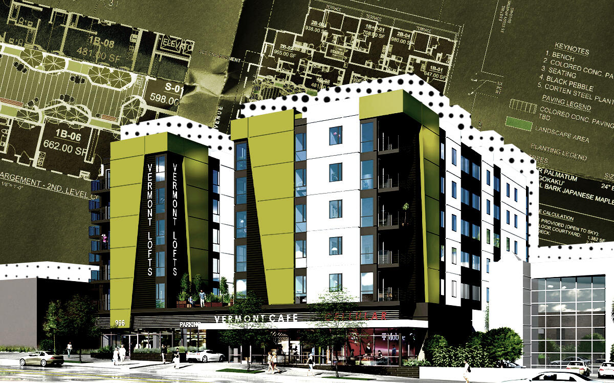 A photo illustration of the planned Vermont Lofts project at 966 South Vermont Avenue (SO.LA, Inc., iStock)