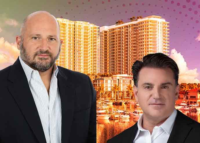 rendering of the Nautilus 220 condo project with Developers Daniel Kodsi of Royal Palm Companies and Peter Baytarian, managing partner at Forest Development (LinkedIn, Forest Development, VS Studios)