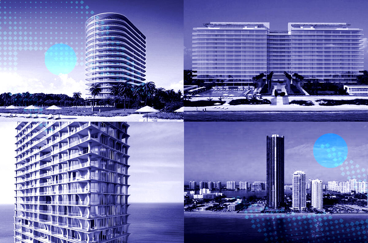 From top left to bottom right: Eighty Seven Park, Oceana Key Biscayne, Jade Signature, Porsche Design Tower