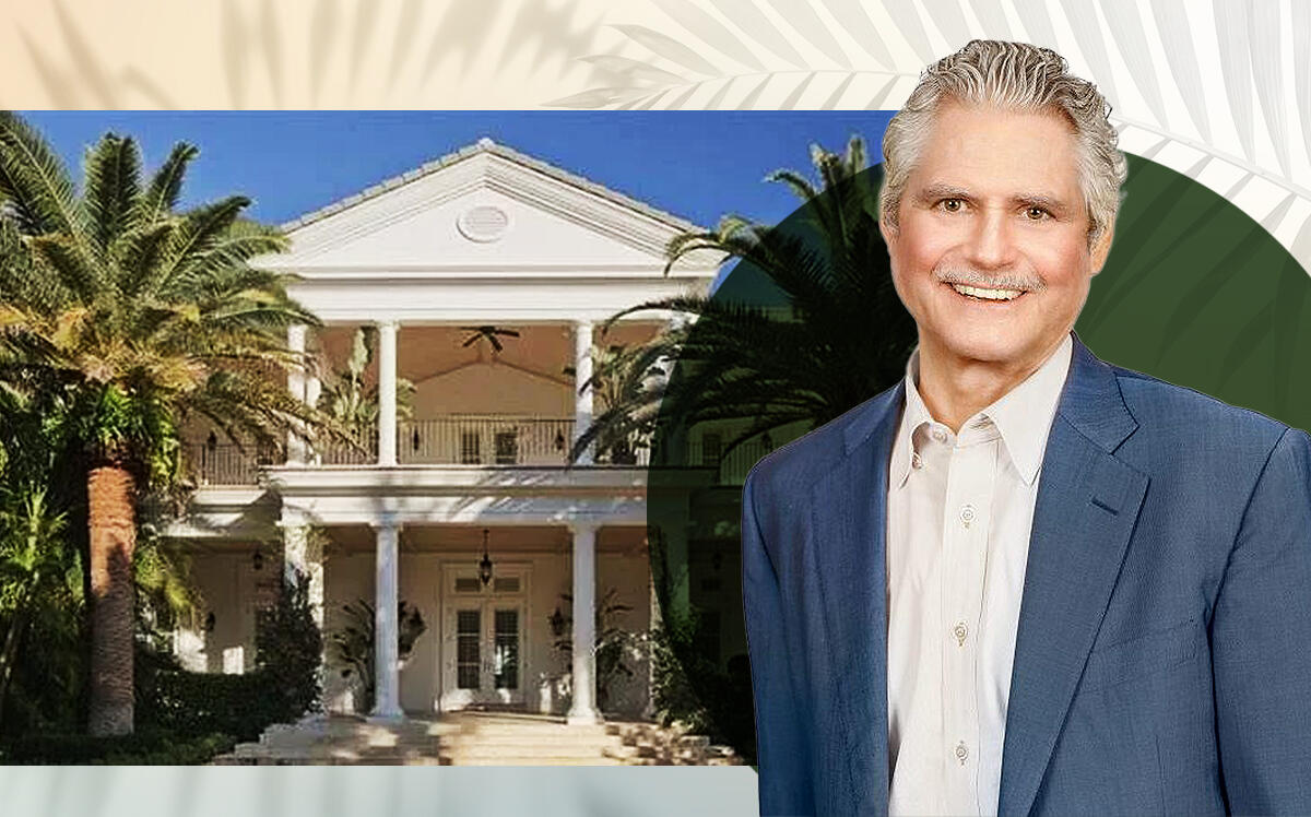 Frist Cressey Ventures Bryan Cressey with the property at 2315 S Ocean Blvd. in Palm Beach (Zillow, FCVentures, Illustration by Priyanka Modi for The Real Deal with Getty)