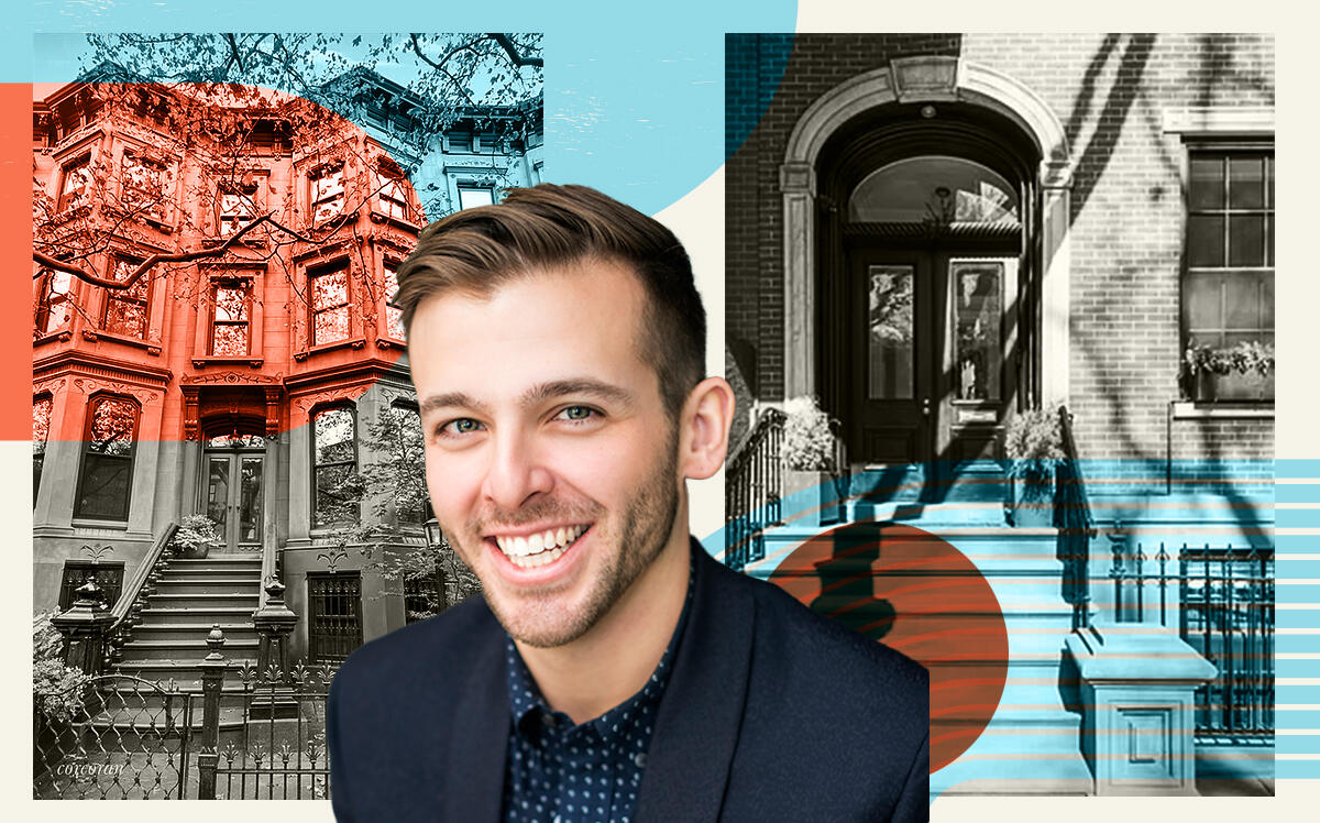 94 Park Place and 13 Cranberry Street in Brooklyn with Triplemint Broker Tyler Whitman (Triplemint, Streeteasy, Illustration by Priyanka Modi for The Real Deal with Getty)