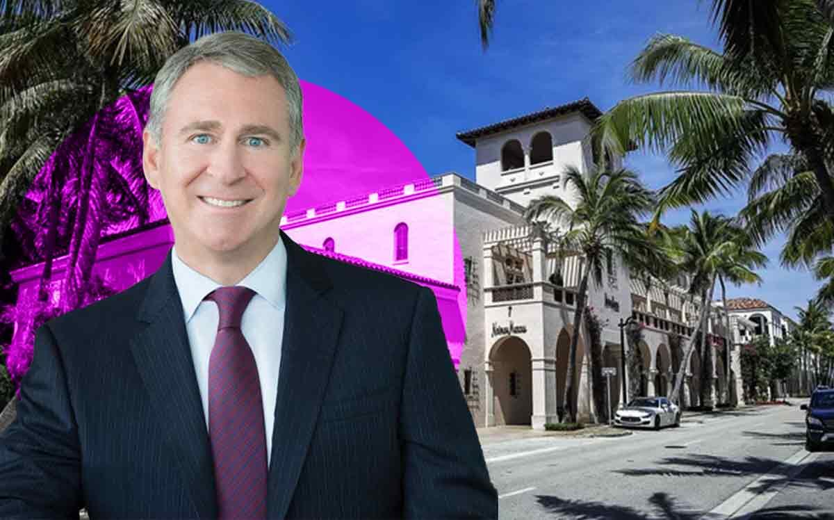 Citadel’s Ken Griffin and the former Neiman Marcus building at 151 Worth Avenue in Palm Beach (Citadel, Google Maps)