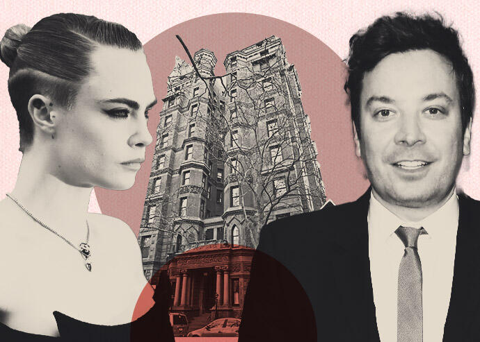 Cara Delevingne, Jimmy Fallon and 34 Gramercy Park East (Streeteasy, Getty)