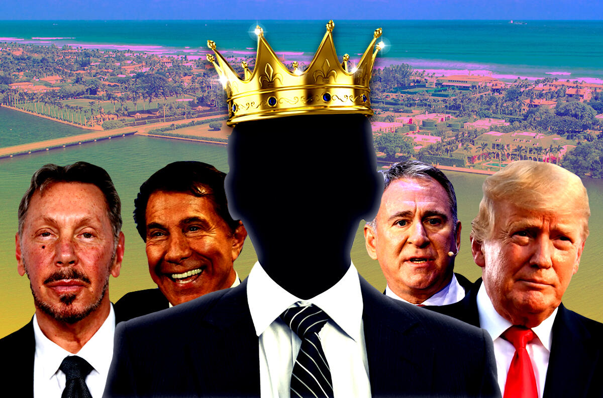 Lawrence Moens has represented many of Palm Beach's biggest-ticket buyers, including (L-R) : Larry Ellison, Steve Wynn, Ken Griffin and Donald Trump