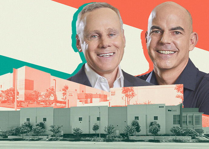 Rexford's Howard Schwimmer and Michael Frankel with 6000 and 6027 Bandini Boulevard (Rexford Industrial Realty, Google Maps)