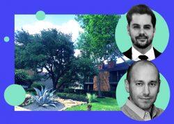 Cottonwood's Mark Green (top), Texsun's Sean Fogelman and the San Mateo Apartments in San Antonio (LinkedIn)