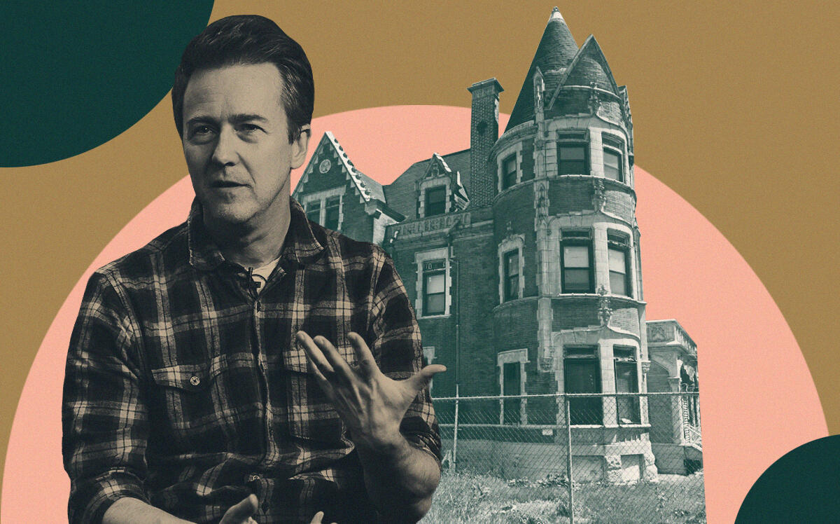 Edward Norton with 441 Willoughby Avenue (Getty, Google Maps)