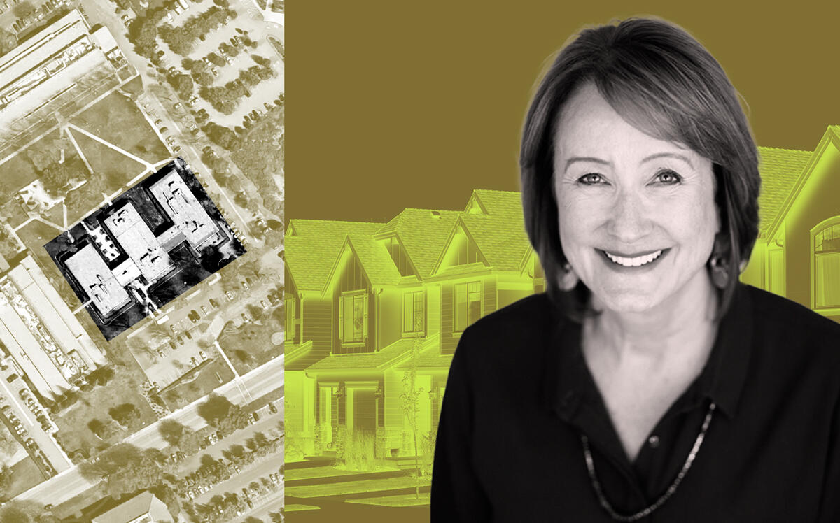 Halls Equity Group's Deb Karbo and an aerial of 2800 Mitchell Dr, Walnut Creek (Halls Equity Group, Google Maps)