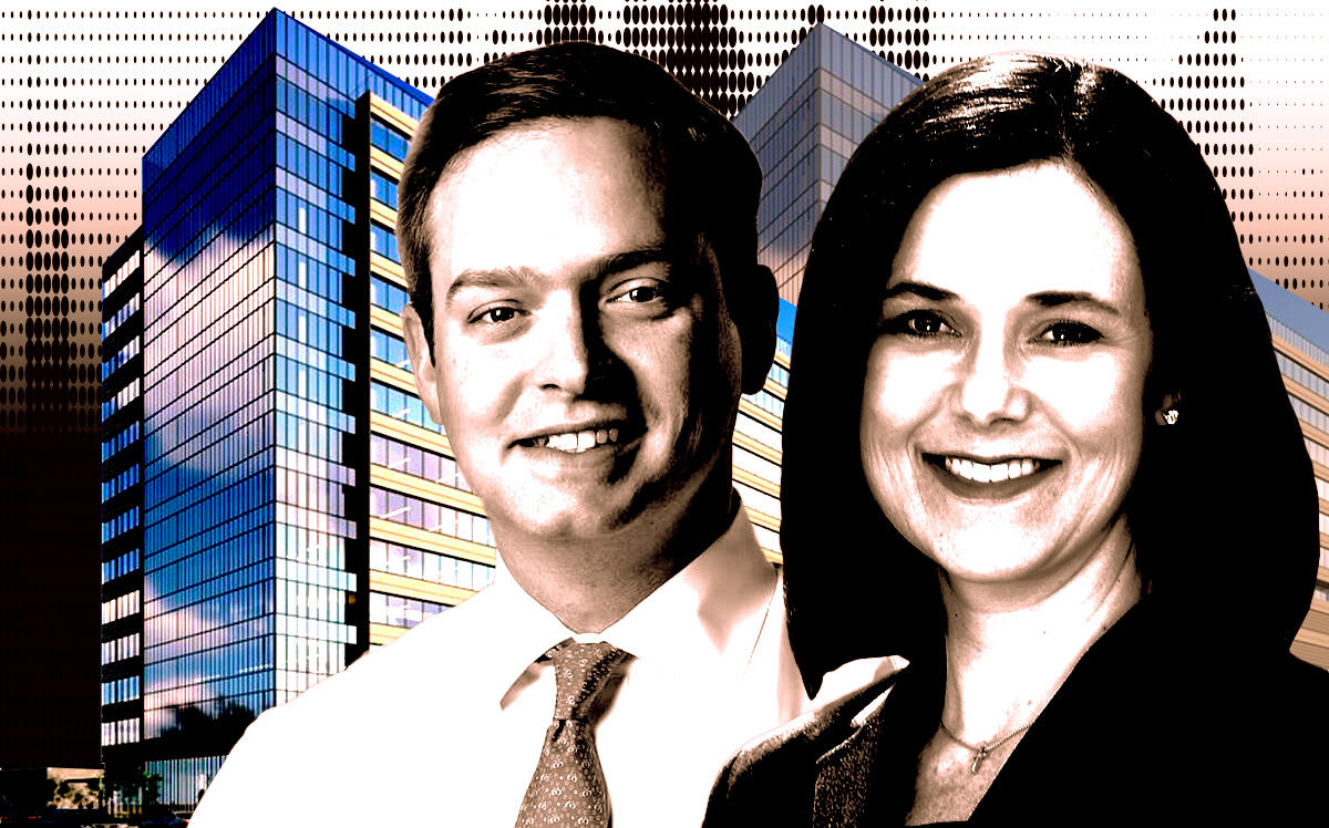 From left: Stonelake Capital Partners' William Peeples, Hines Global Income Trust's Janice Walker, and 4200 Westheimer Road in Houston (Getty, Stonelake, Hines, LoopNet)
