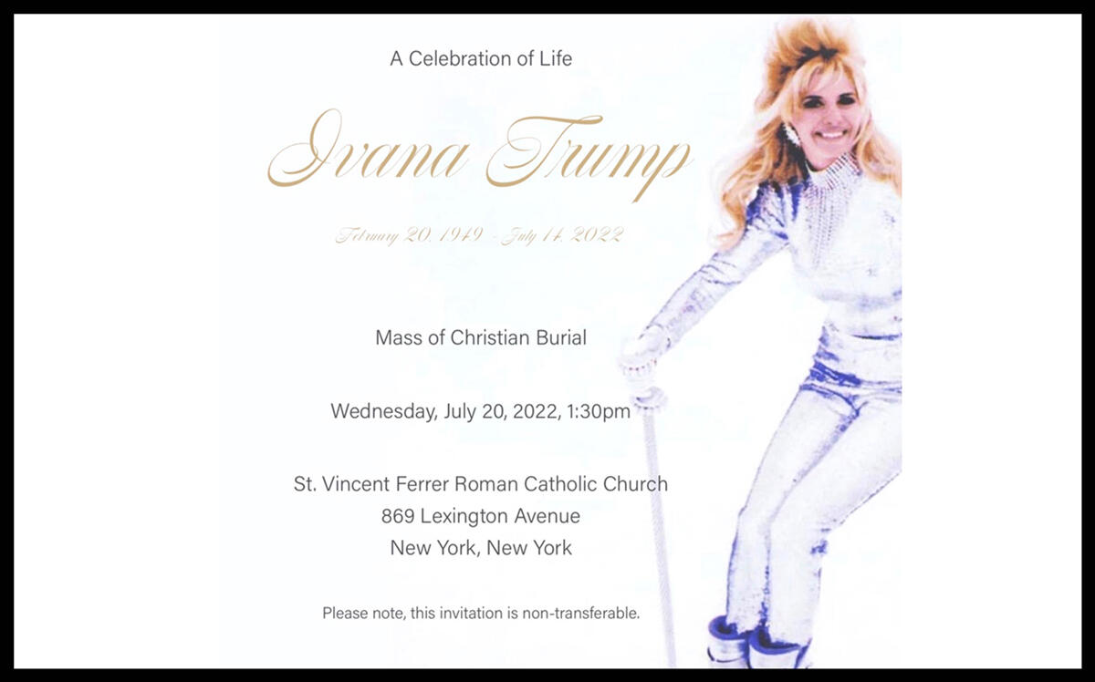 Ivana Trump Funeral Itinerary