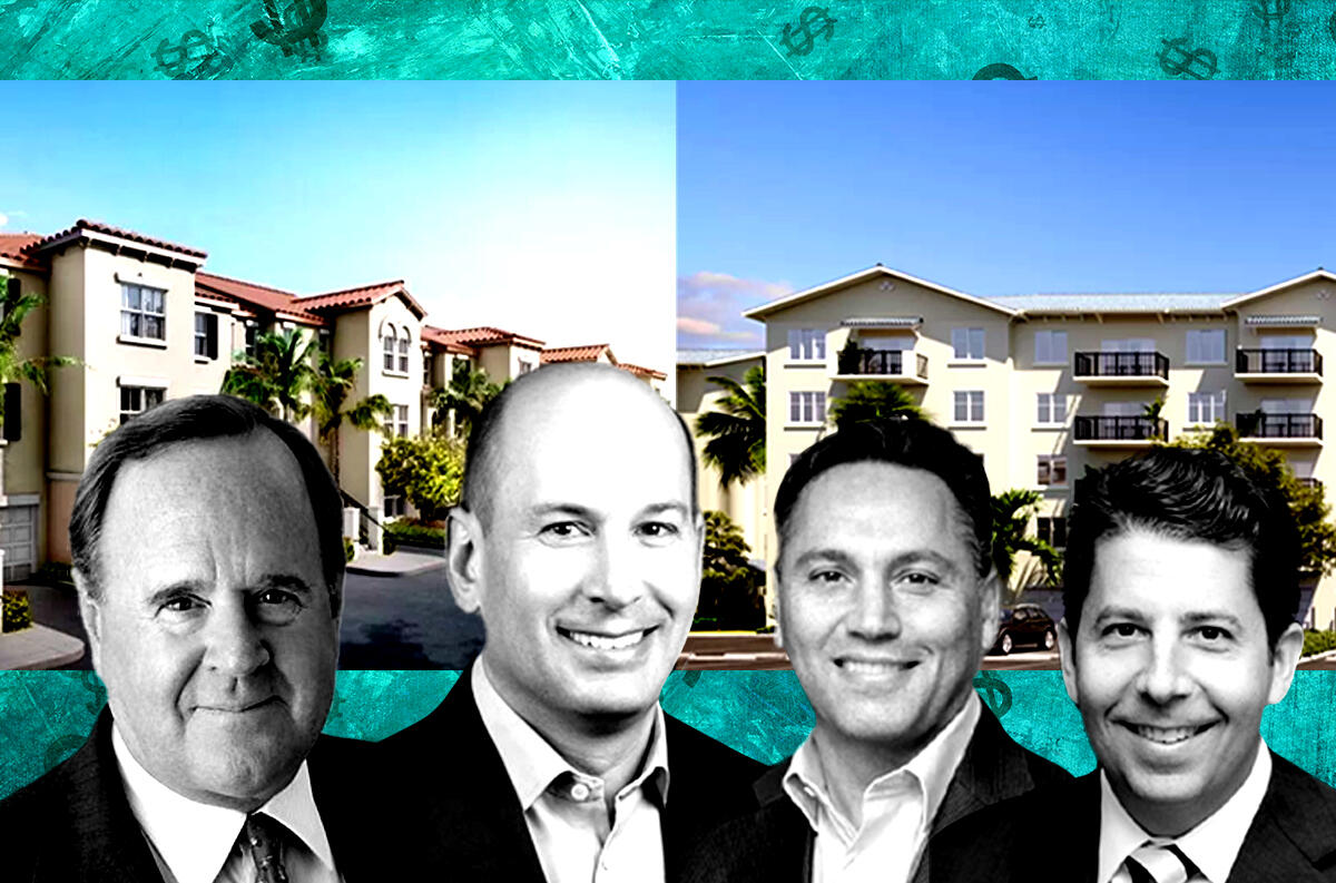 From left: Rockpoint's Bill Walton, AvalonBay Communities' Benjamin W. Schall and Timothy J. Naughton, and The Altman Companies' Seth Wise with 11385 SW 30th Ct and 2750 SW 113th Ln