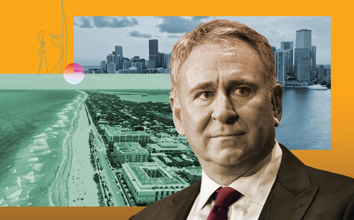 Ken Griffin in the center, with Brickell (right) and Palm Beach (below)