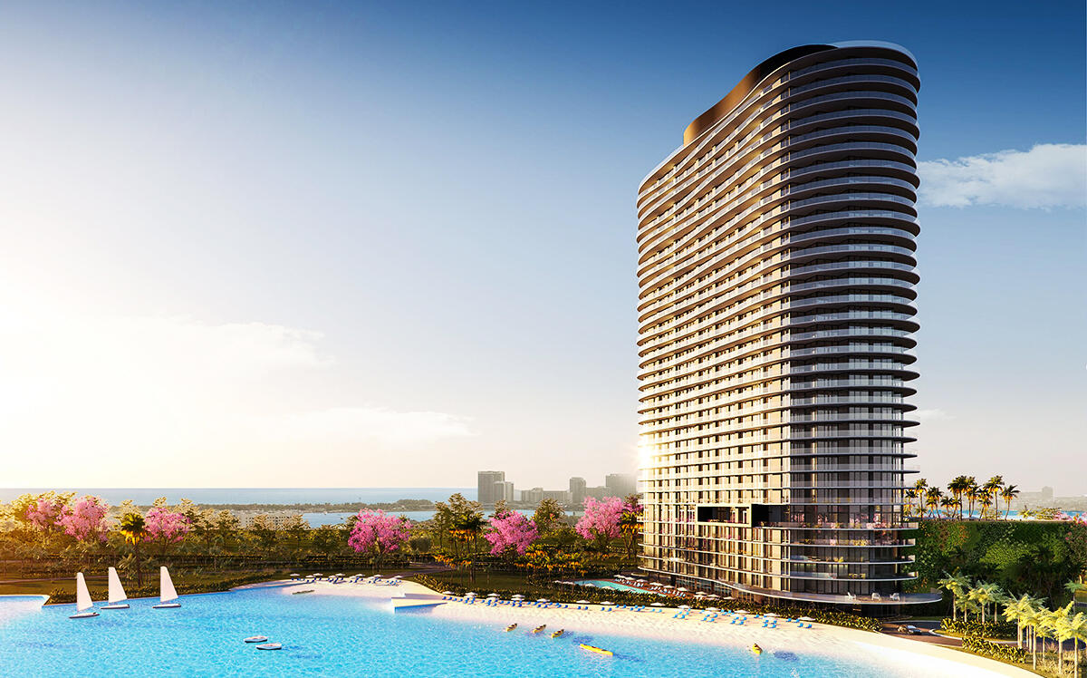Rendering of One Park Tower, a 32-story, 303-unit condo building Soffer is co-developing with Carlos Rosso at SoLé Mia (Turnberry)