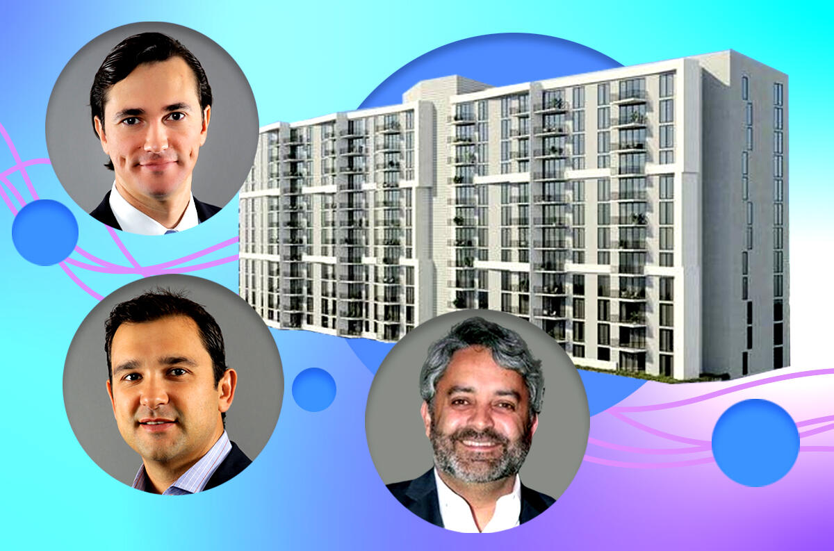 From left: Integra Investments' Nelson Stabile, Victor Ballestas, and Paulo Melo with 11295 Biscayne Boulevard