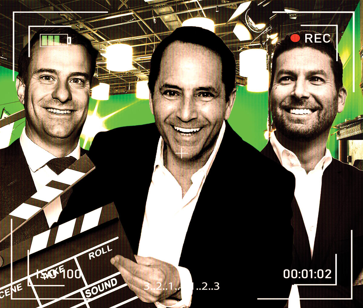 From left: Square Mile Capital’s Jesse Goepel, Bardas Investment Group’s David Simon, and East End Capital’s Jonathan Yormak (Photo-illustration by Steven Dilakian)