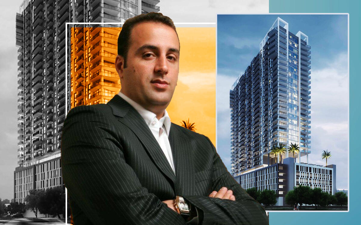 Yizhak Toledano and a rendering of the project at 2261 Northeast 164th Street in Miami beach (Cohen Freedman, YizhakToledano.org)