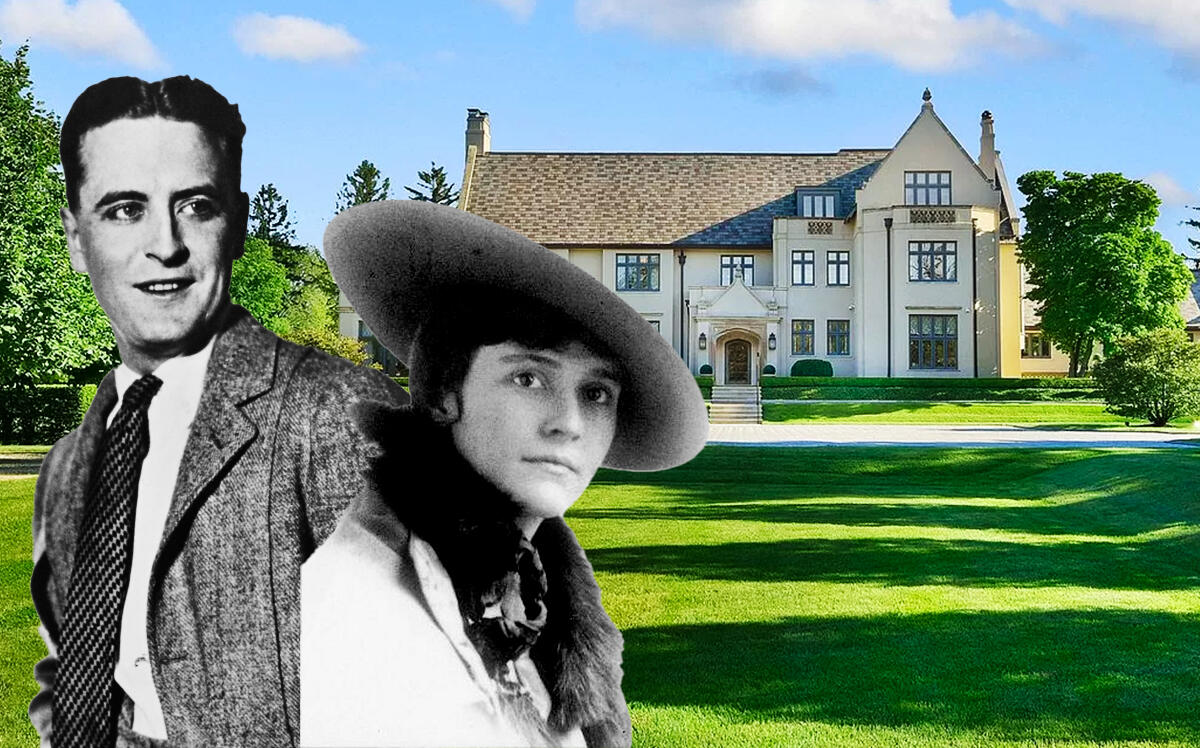 F. Scott Fitzgerald and socialite Ginevra King Mitchell with house at 901 Rosemary Road in Chicago (Getty, Wikipedia, Zillow)