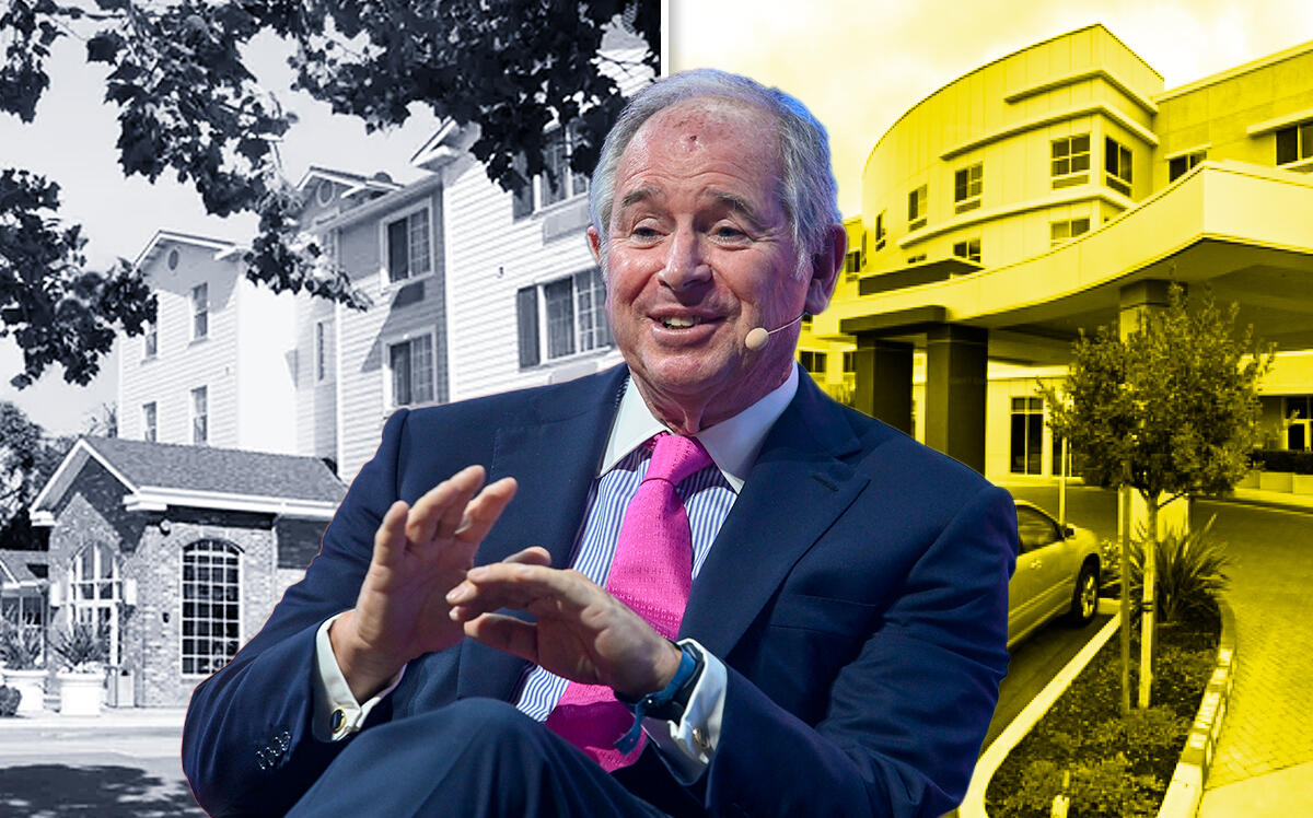 Blackstone Group CEO Stephen A. Schwarzman with Courtyard Marriott at 600 W. El Camino Real, Sunnyvale and TownePlace Suites at 606 S. Bernardo Ave., Sunnyvale (Getty, Google Maps, Marriott)