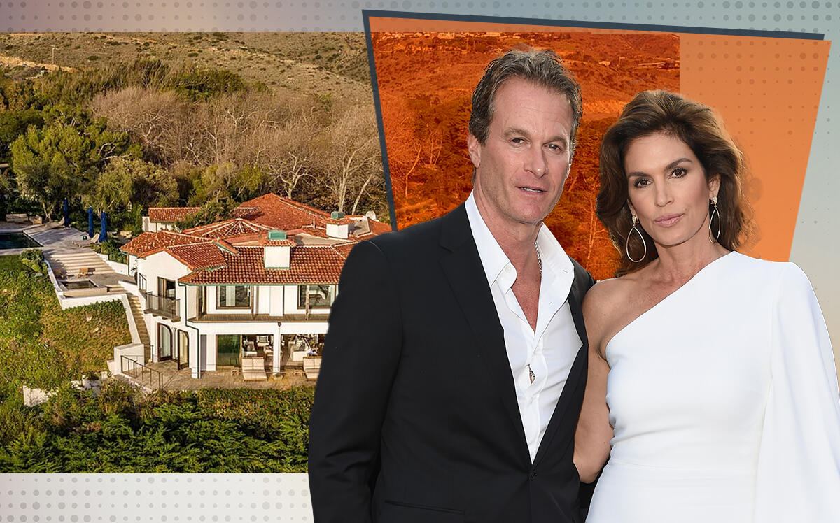 33218 Pacific Coast Highway in Malibu and Cindy Crawford and Randy Gerber (Zillow, Getty)