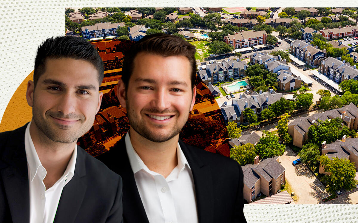 Tides Equities’ Sean Kia and Ryan Andrade and the Solaris apartment community in Dallas (Solaris Dallas, Tides Equities, Getty)
