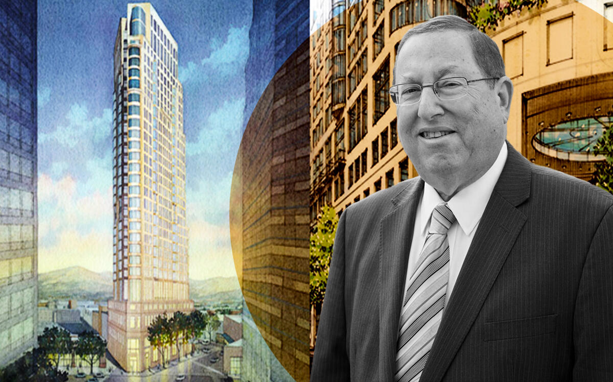A rendering of the 29-story condominium tower in Westwood and Los Angeles Councilman Paul Koretz (Robert A.M. Stern, Los Angeles Councilmember Paul Koretz)