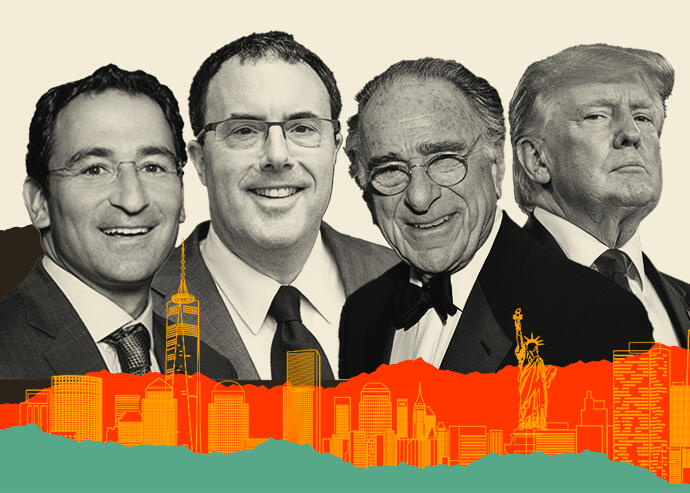 Blackstone's Jonathan Gray, Fortress Investment's Peter Briger, Harry Macklowe and Donald Trump (Blackstone, Long Arc Capital, Getty Images)