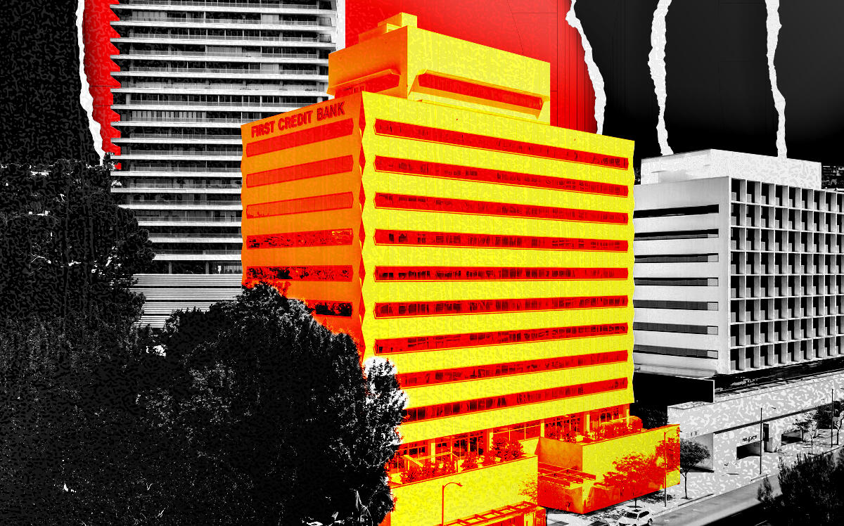 A photo illustration of 9255 West Sunset Boulevard (LoopNet, Getty Images)