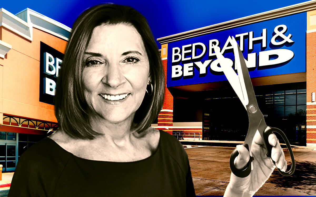 A photo illustration of Bed Bath & Beyond interim CEO Sue Gove (Getty Images, Bed Bath & Beyond)