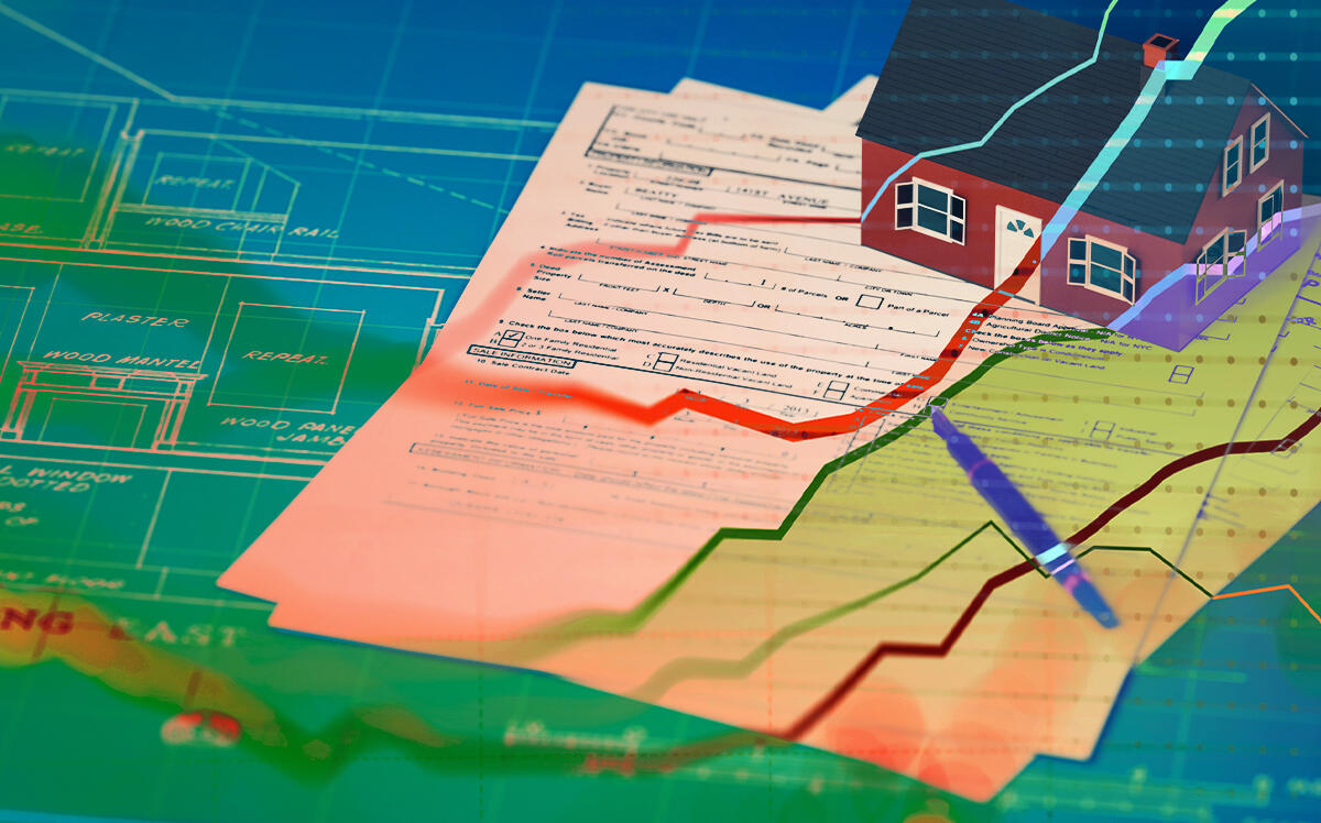 A photo illustration of rising mortgage application rates (Photo Illustration by The Real Deal with Getty Images)