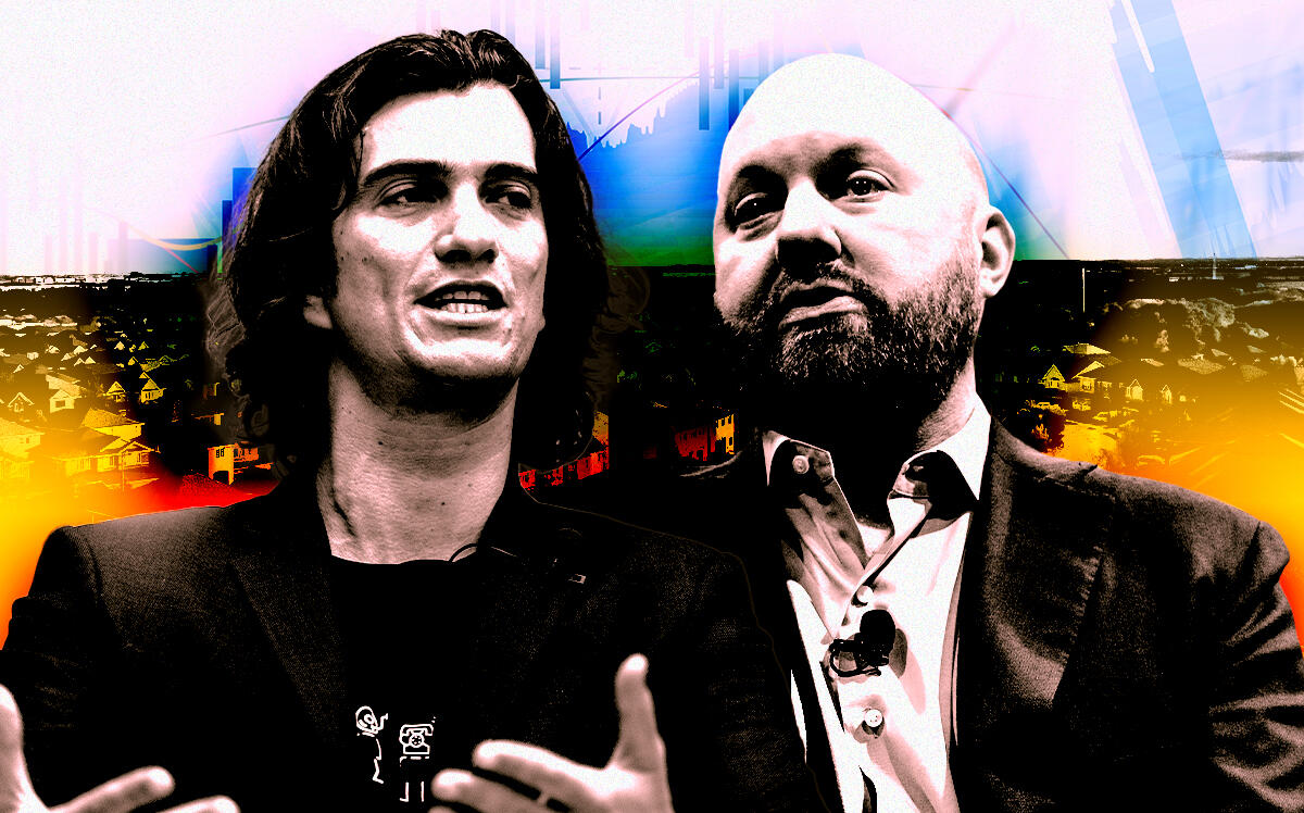 From left: Adam Neumann and Marc Andreessen (Photo Illustration by Steven Dilakian for The Real Deal with Getty Images)