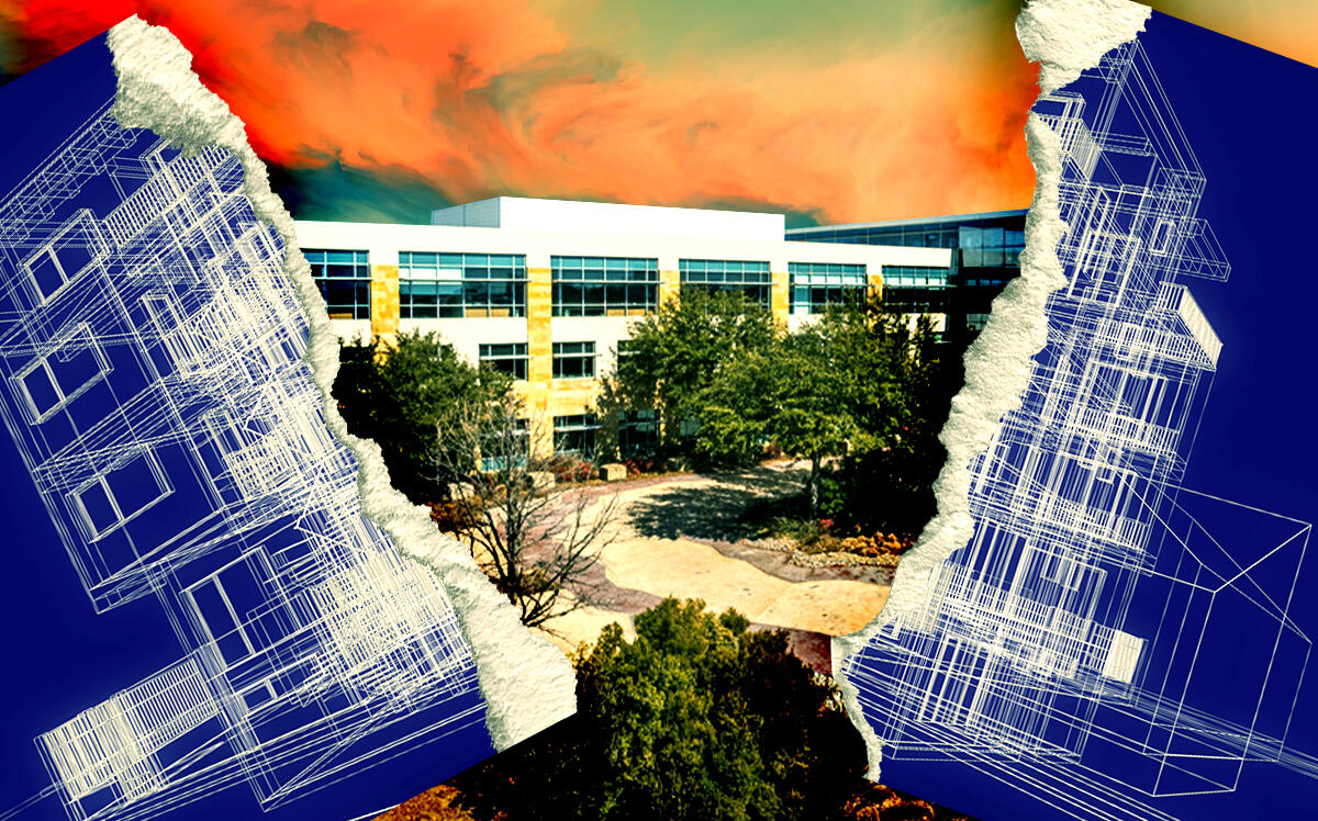 A photo illustration of 6700 Las Colinas Boulevard (LoopNet, Getty Images)