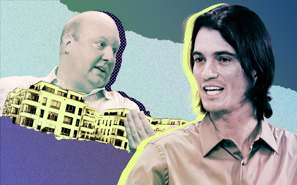 Adam Neumann and Marc Andreessen (Illustration by The Real Deal with Getty)