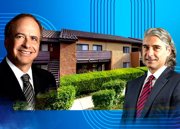 From left: MG Properties' Mark Gleiberman and Intercontinental Real Estate's Peter Palandjian with 30856 Agoura Rd