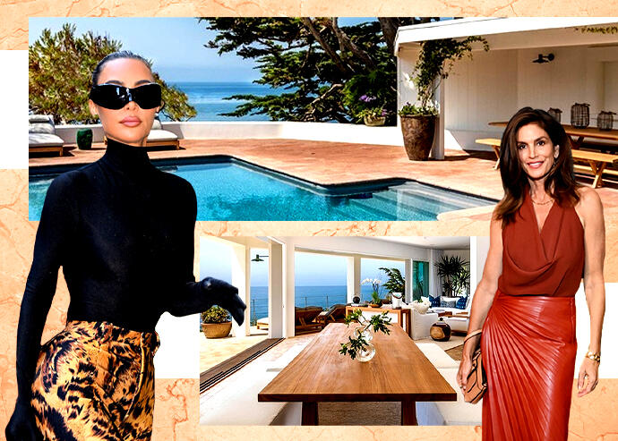 From left: Kim Kardashian and Cindy Crawford with 33128 Pacific Coast Highway