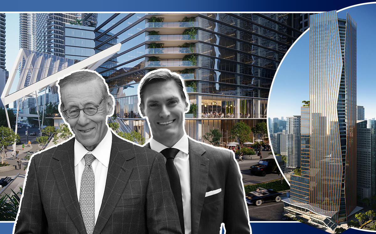 Related's Stephen Ross, Swire Properties' Kieran Bowers and renderings of One Brickell City Centre (LinkedIn, Getty, Swire Properties and Related Companies)