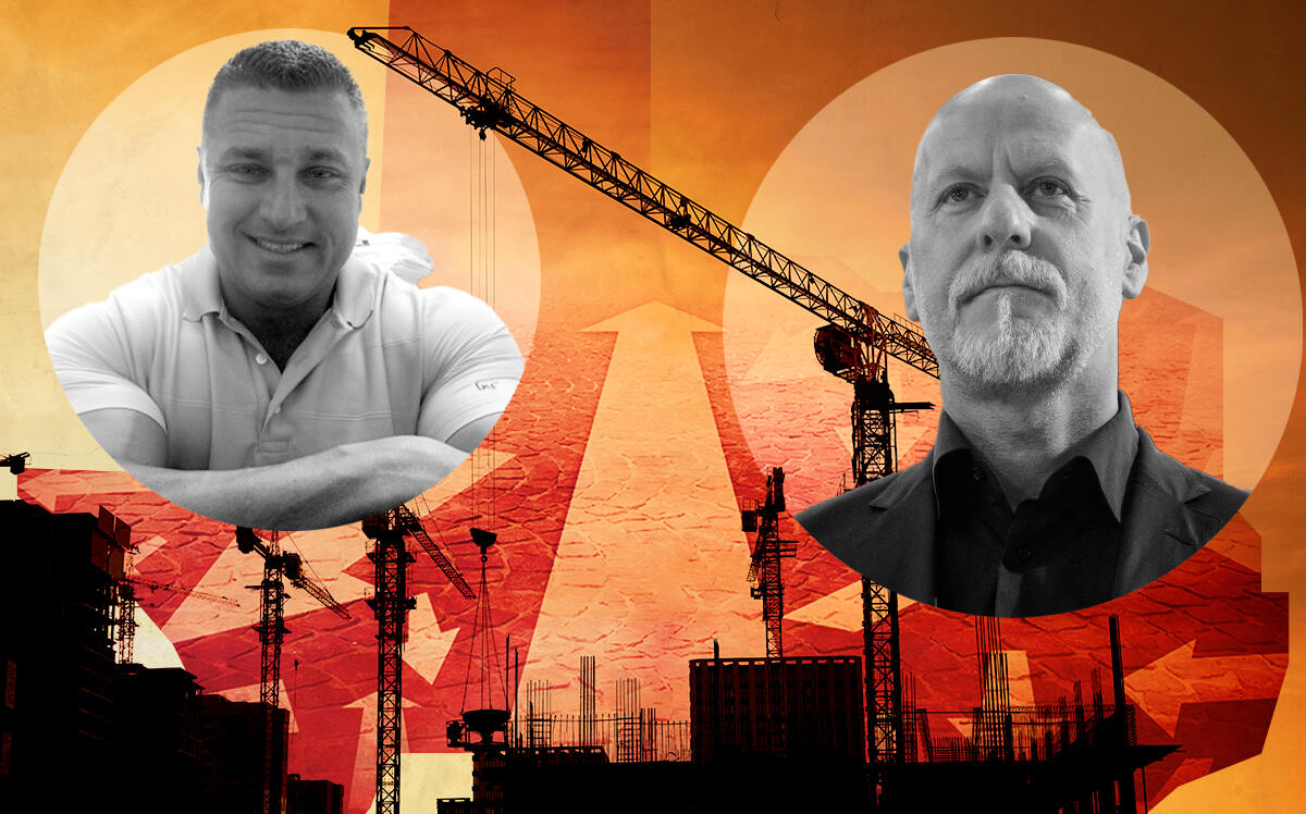 Echelon Construction's Shawn R. and RSG Group's Rainer Schaller (LinkedIn, Getty, Illustration by The Real Deal)