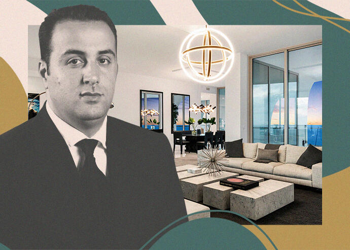 BH Group’s Isaac Toledano with a 55th floor unit at Jade Signature (Yizhak Toledano, The Carroll Group)