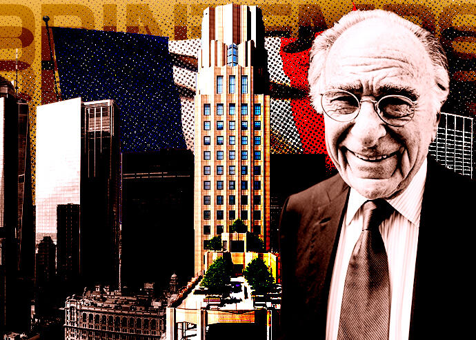 A photo illustration of Harry Macklowe and One Wall Street (Getty Images, StreetEasy)