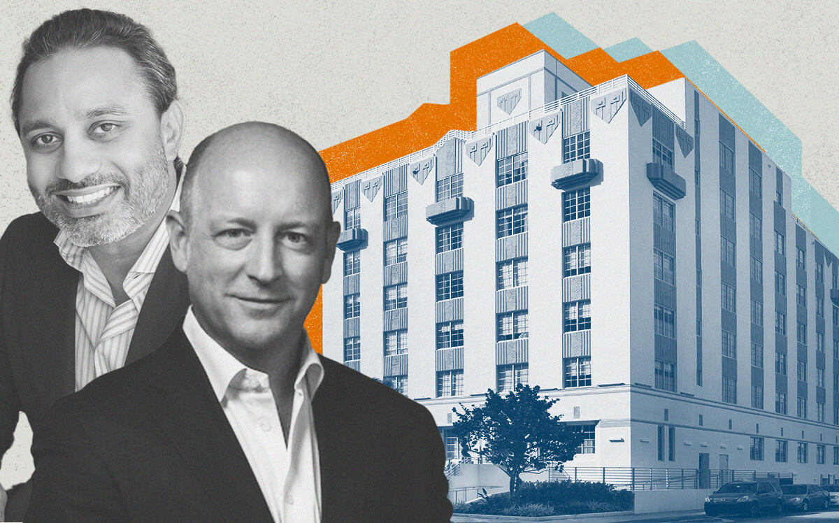 Montford Group' Sunju Patel and Opterra Capital Glenn Alba with 2940 Collins Avenue (Montford Group, Getty)