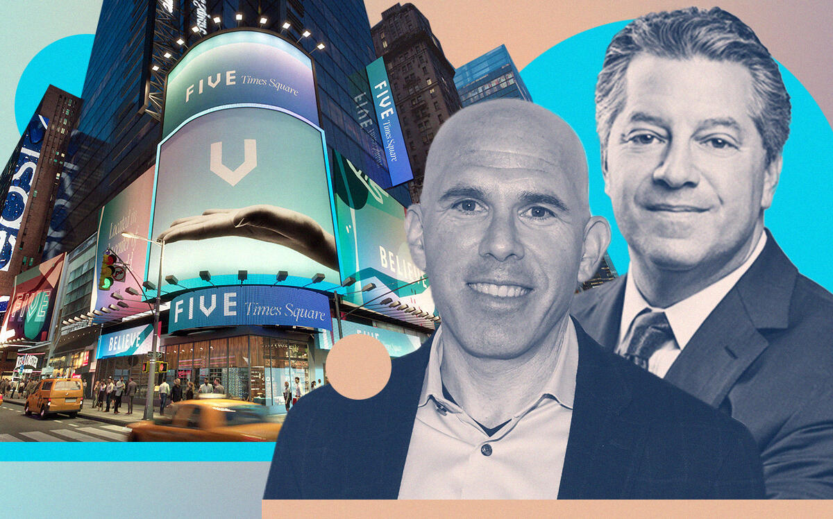 RXR's Scott Rechler and SL Green's Marc Holliday with 5 Times Square (Getty Images, SL Green, 5 Times Square)