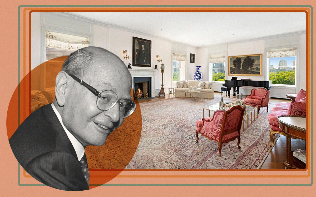 The late Howard Solomon with 4 East 66th Street (Getty, Sotheby's International Realty)