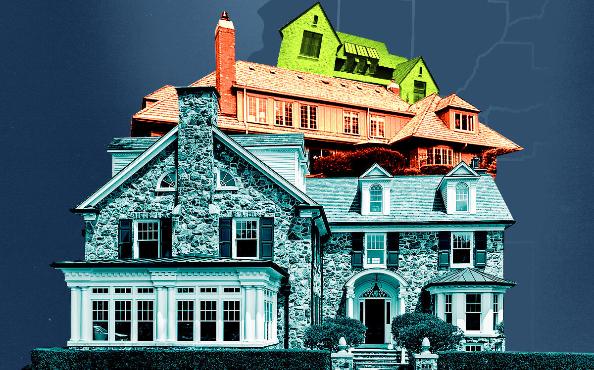 A photo illustration including three of DuPage County's priciest home sales (Getty Images, Zillow)
