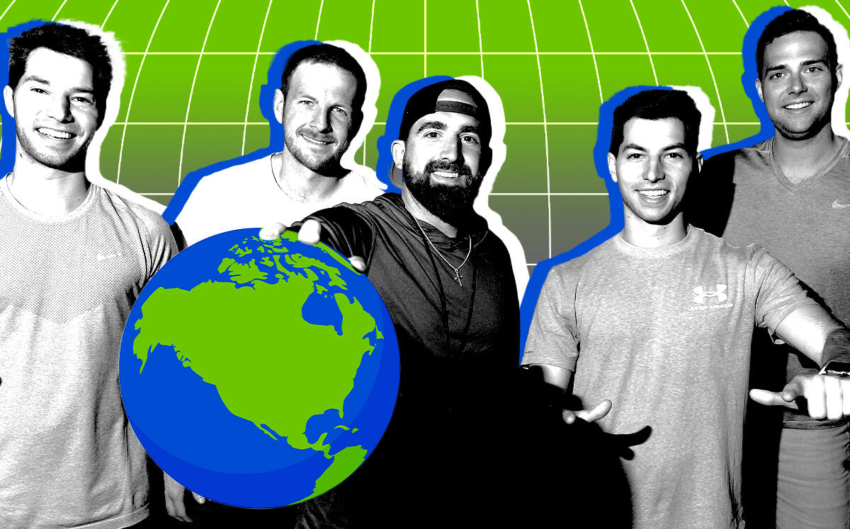 A photo illustration of comedy group Dude Perfect (Getty Images)